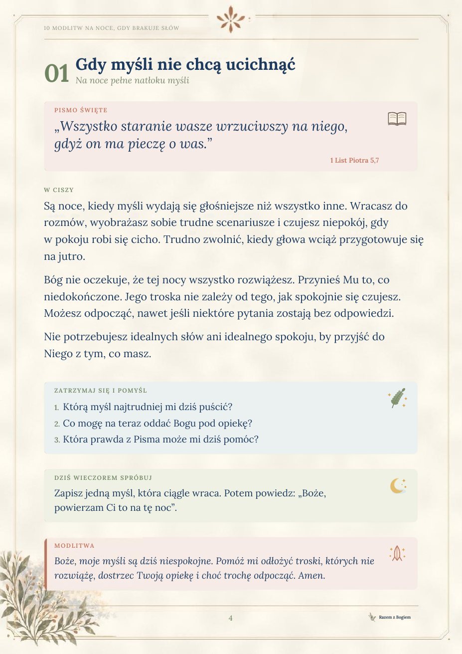 Przykładowa strona 2 produktu 10 modlitw na noce, gdy brakuje słów
